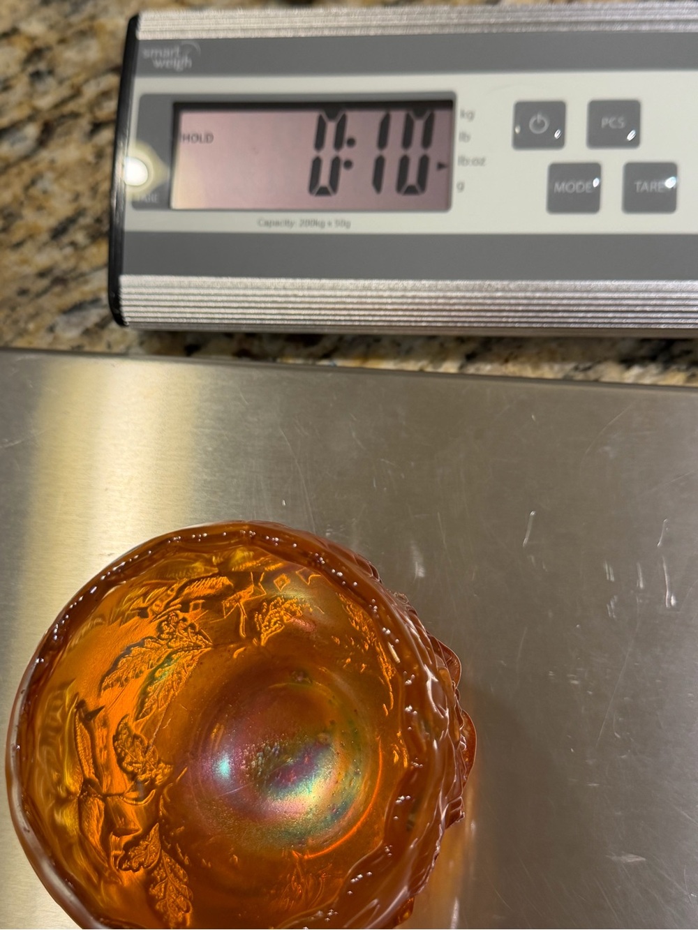 Antique 1910 Dugan Marigold "Wreath of Roses" Carnival Glass Small Rose Bowl - Picture 11 of 11